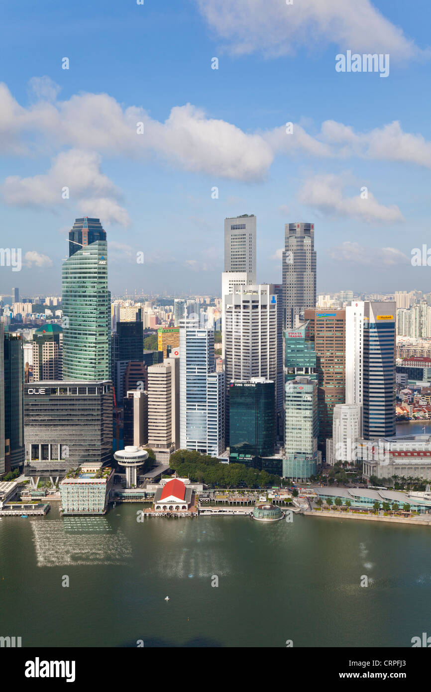 South East Asia, Singapur, Luftaufnahme über Singapur und Marina Bay Stockfoto