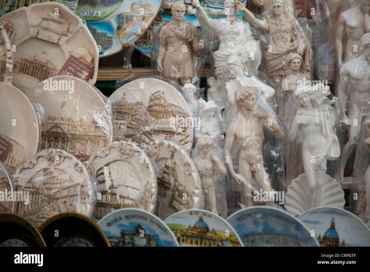 Marktstand Keramik Souvenirs in Rom Stockfoto