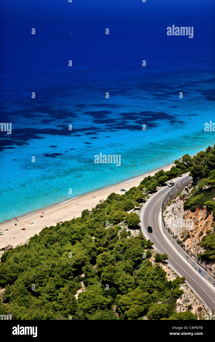 Pefkoulia Strand auf der Westseite von Lefkada (oder "Lefkas") Insel, Griechenland, Ionisches Meer, Nordteil ("sieben Inseln") Stockfoto