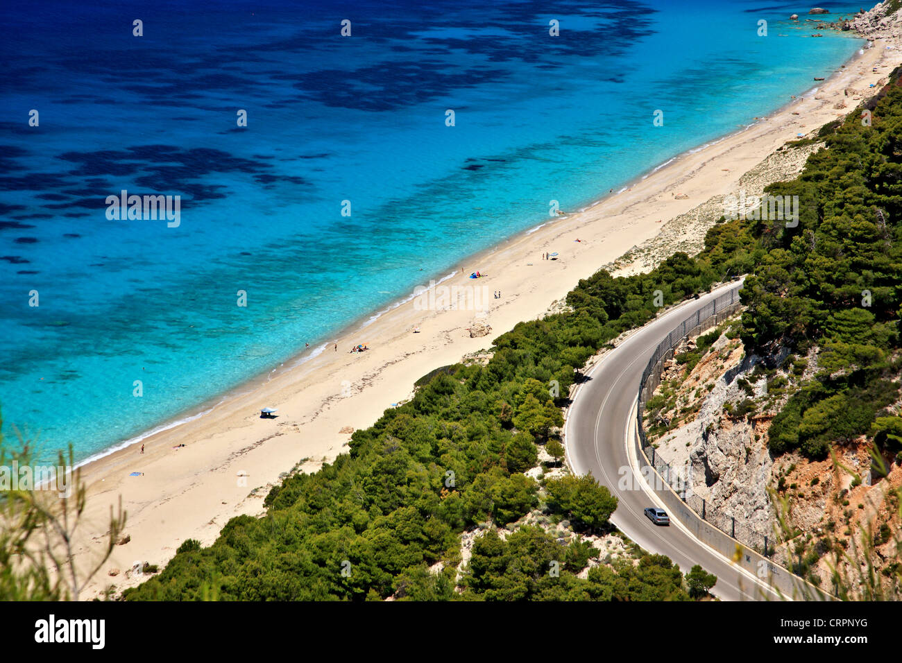Pefkoulia Strand auf der Westseite von Lefkada (oder "Lefkas") Insel, Griechenland, Ionisches Meer, Nordteil ("sieben Inseln") Stockfoto