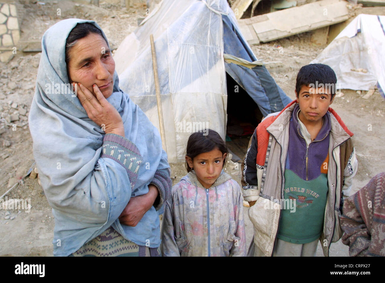Fluechtlingsfamilie in Kabul. Stockfoto
