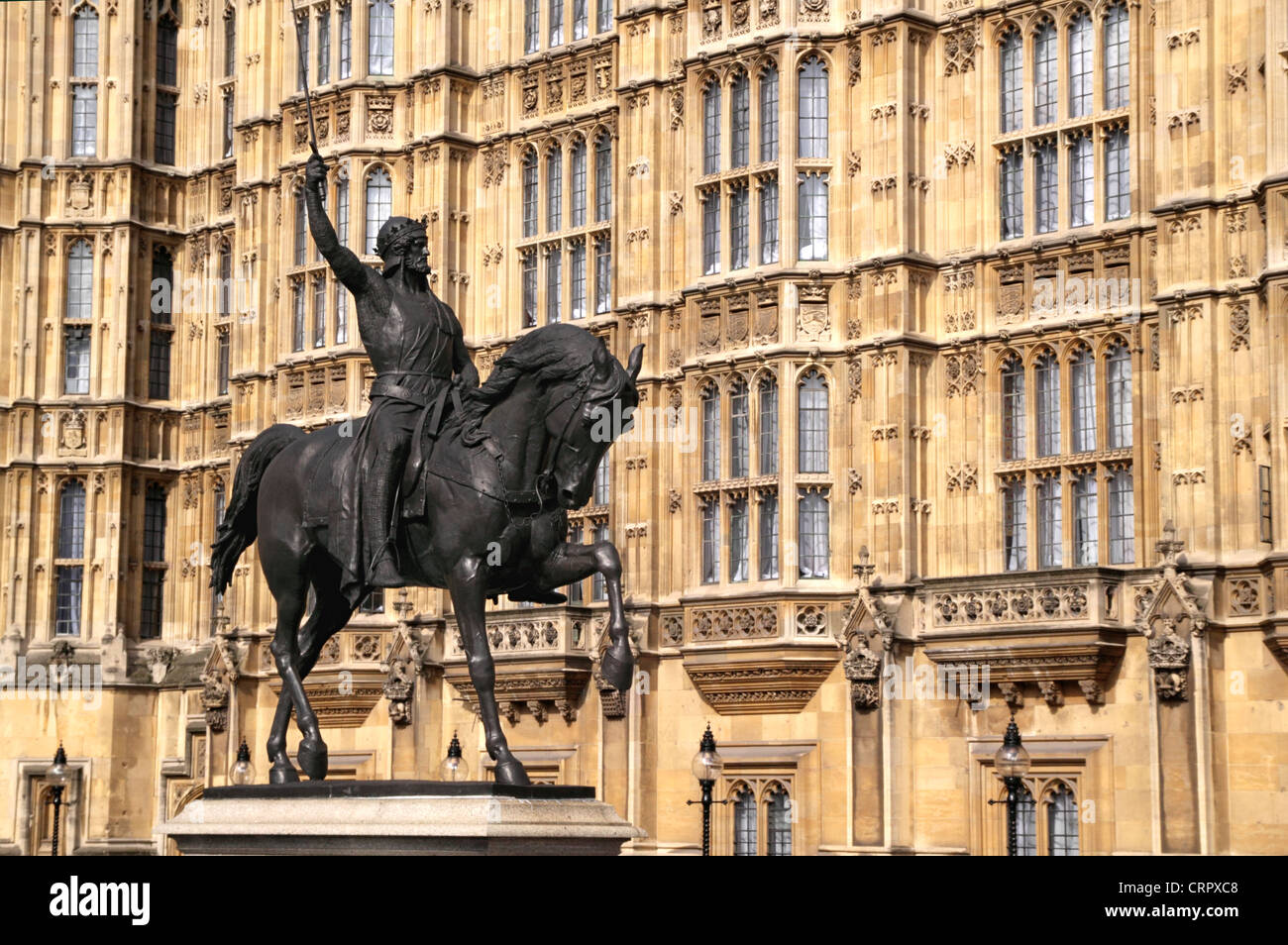 Richard ich Statue von Houses of Parlament London Stockfoto