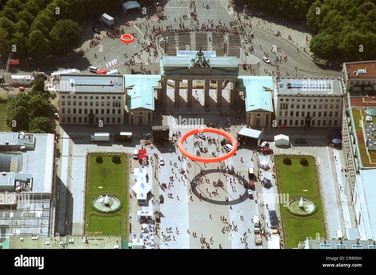 Brandenburger Tor am Kirchentag, Luftbild Stockfoto