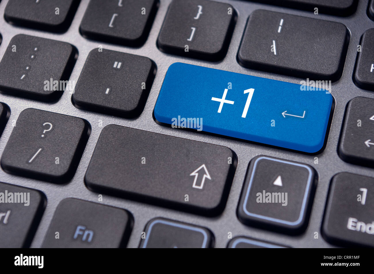 Plus ein Konzepte auf enter-Taste der Tastatur, für Internet social Media. Stockfoto