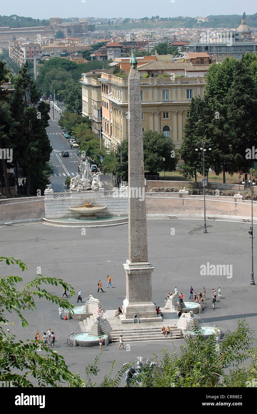 Europa Italien Latium Latium Rom Piazza del Popolo der ägyptische obelisk Stockfoto