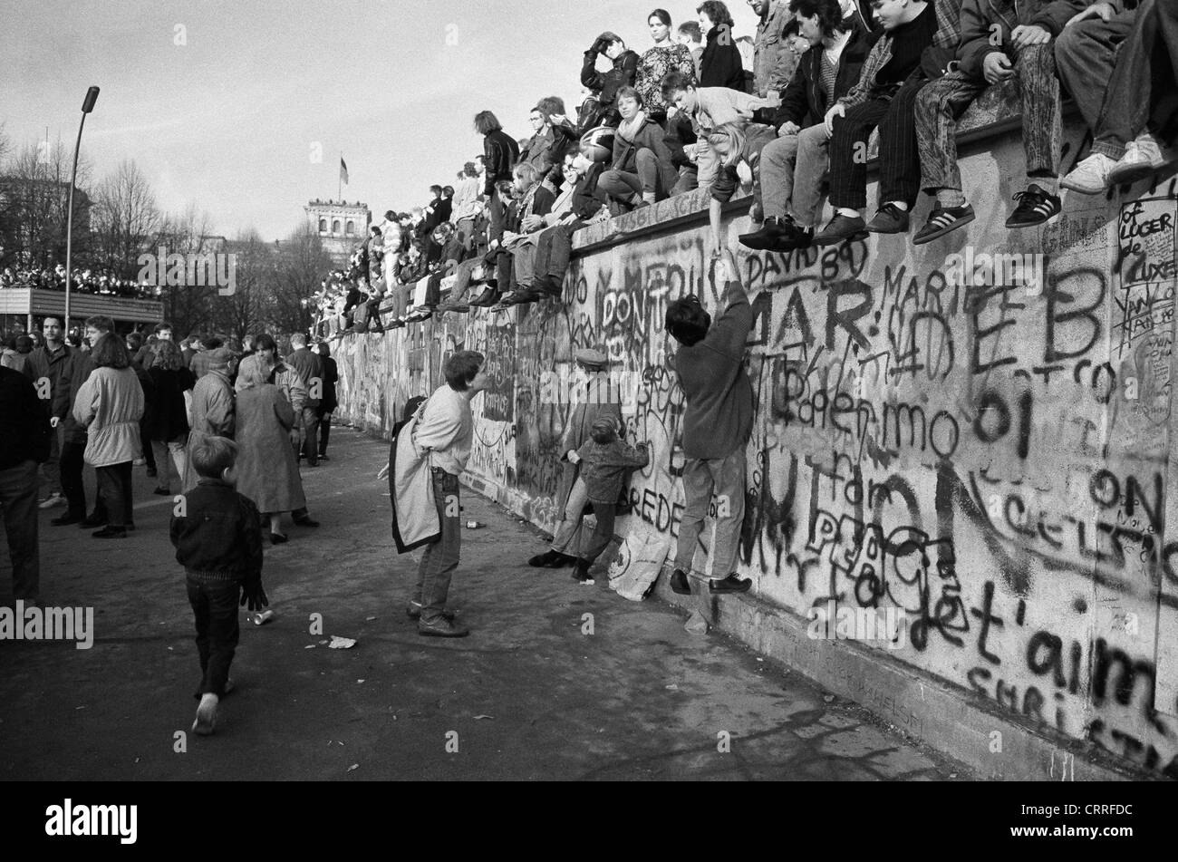 Fall der Mauer im Jahr 1989, das Brandenburger Tor Stockfoto