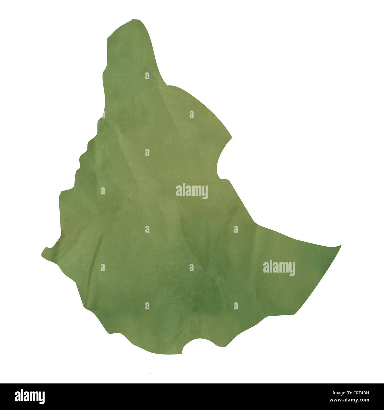 Alte grüne Papierkarte von Äthiopien isoliert auf weißem Hintergrund Stockfoto