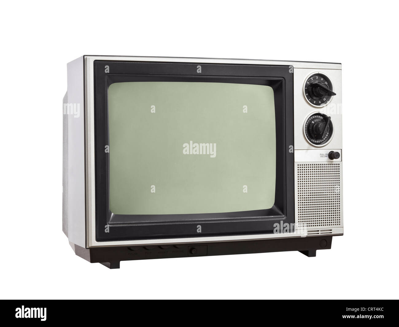 Vintage TV mit Beschneidungspfad isoliert. Stockfoto