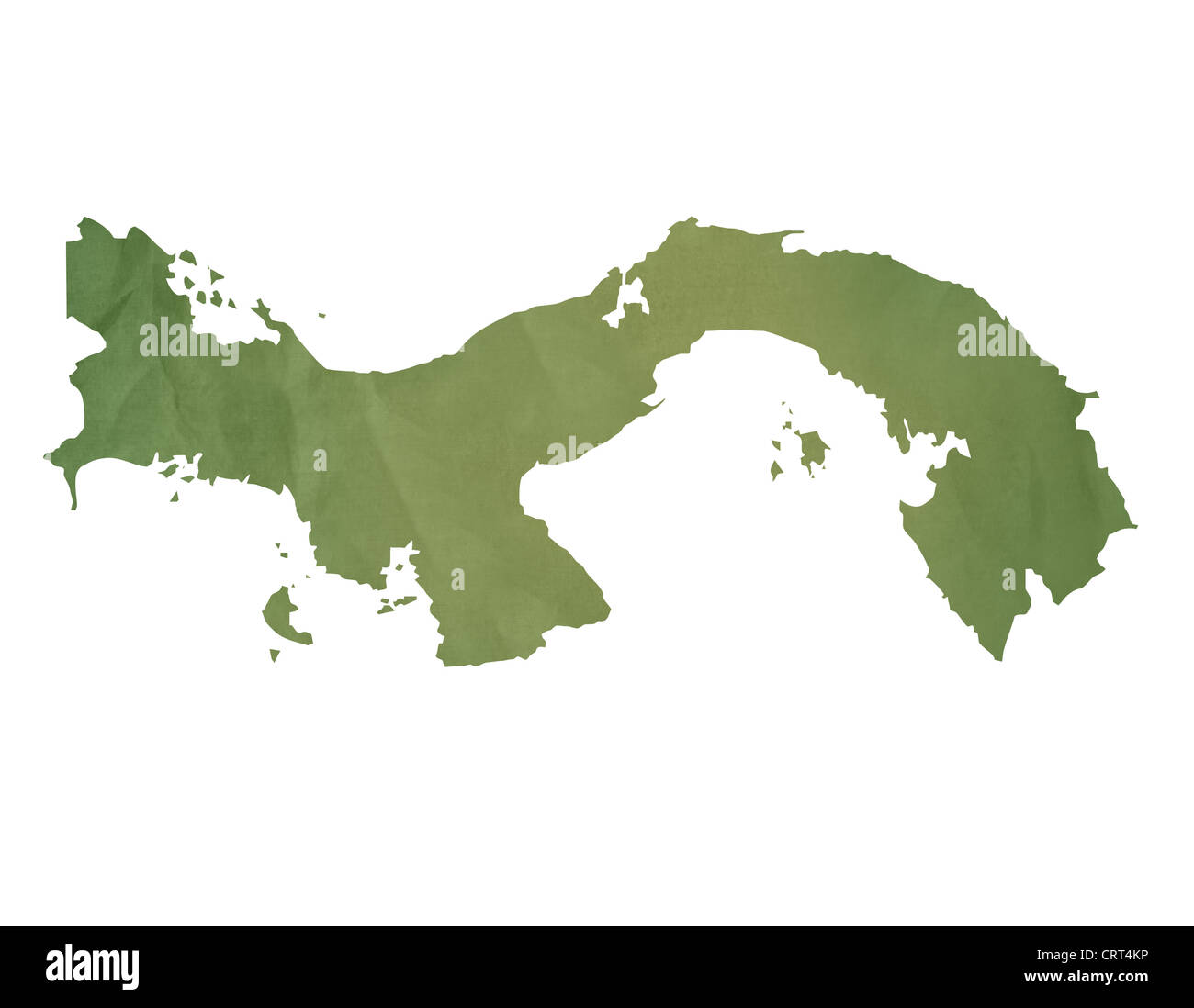 Alte grüne Papierkarte von Panama isoliert auf weißem Hintergrund Stockfoto