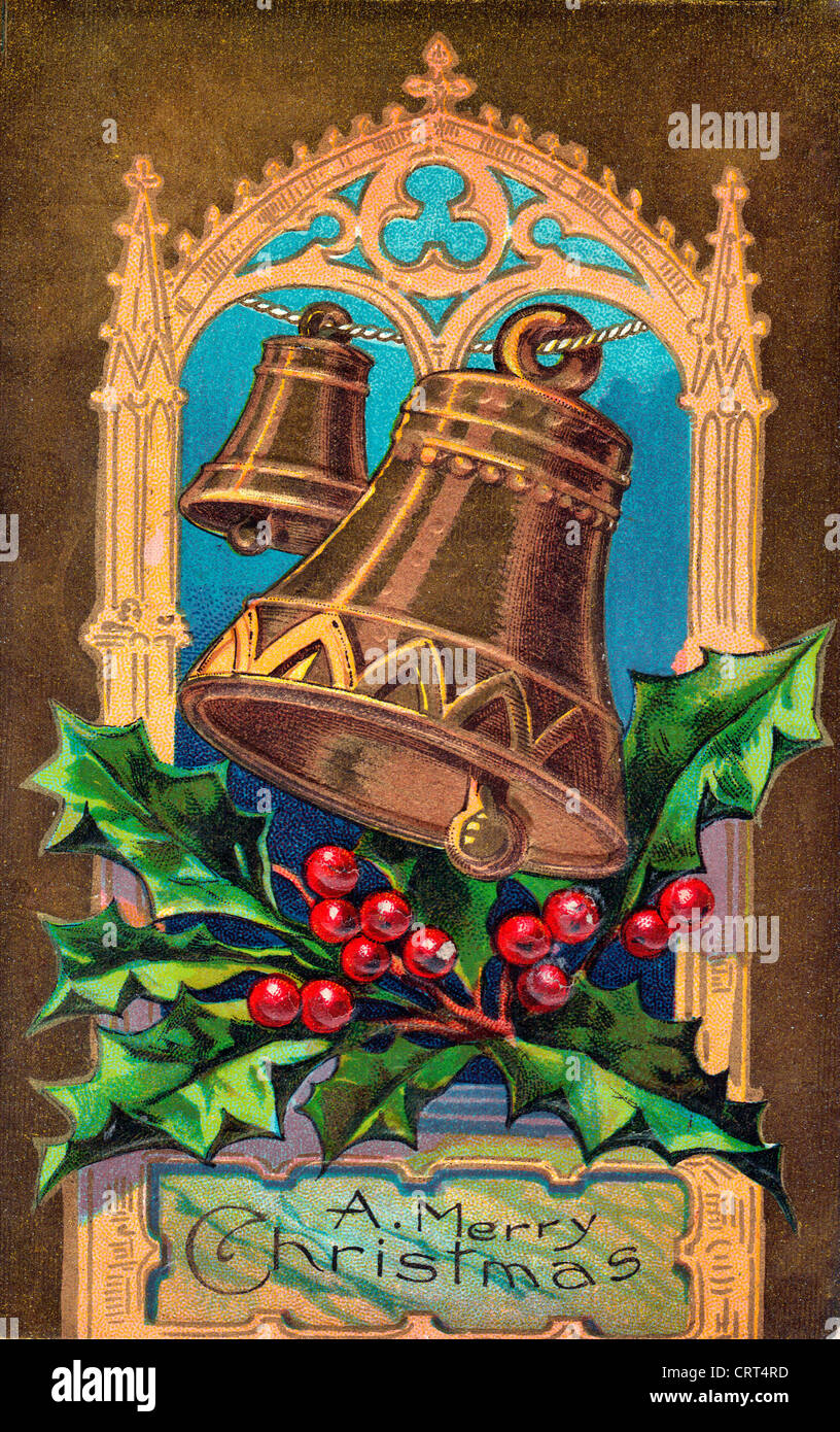 Ein frohes Weihnachtsfest - Vintage Weihnachtskarte Stockfoto