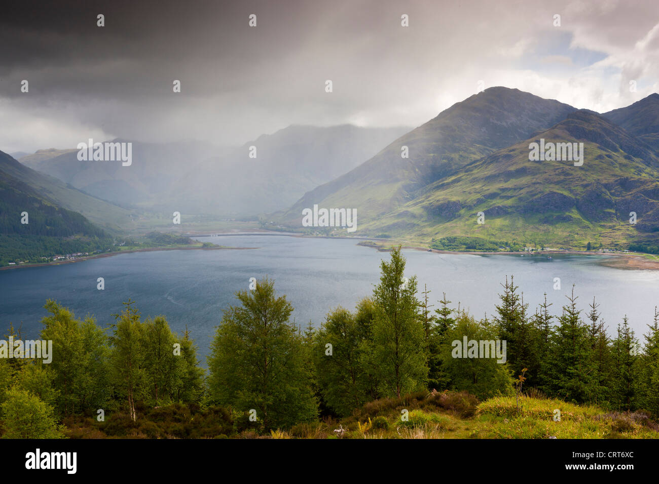 Berge und Loch Duich aus Bealach Ratagain Sicht, Ratagain Pass, Highlands, Schottland, UK, Europa Stockfoto