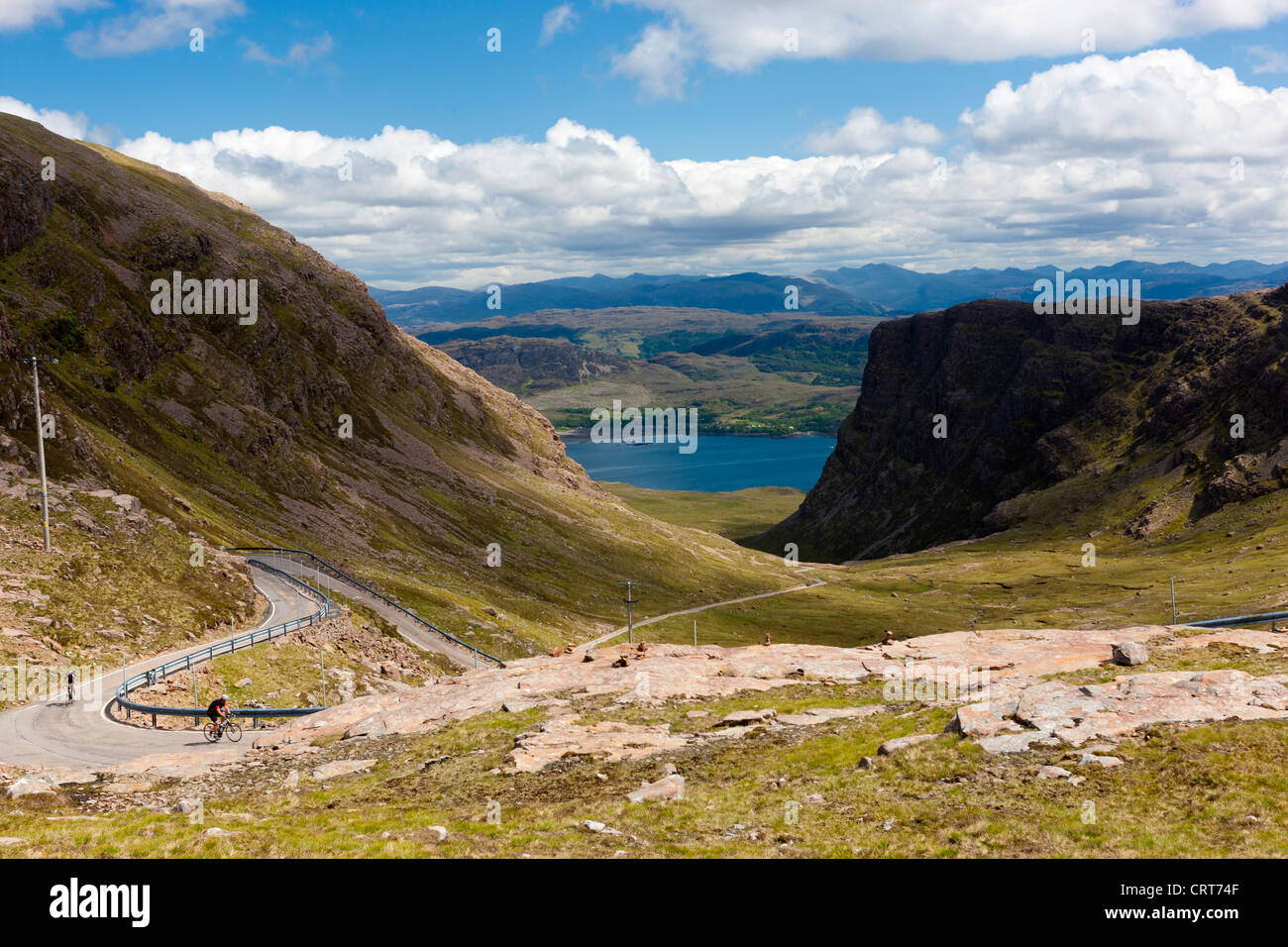 Blick vom Bealach Na Ba in Richtung Loch Kishorn, Wester Ross in den North West Highlands von Schottland, Vereinigtes Königreich, Europa, Stockfoto