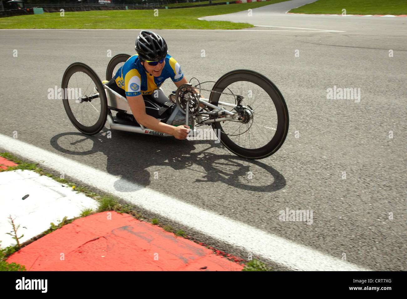 Paralympics in London 2012. Pre-Spiele Paracycling Trainingstag in Brands Hatch Rennstrecke, Kent. Stockfoto