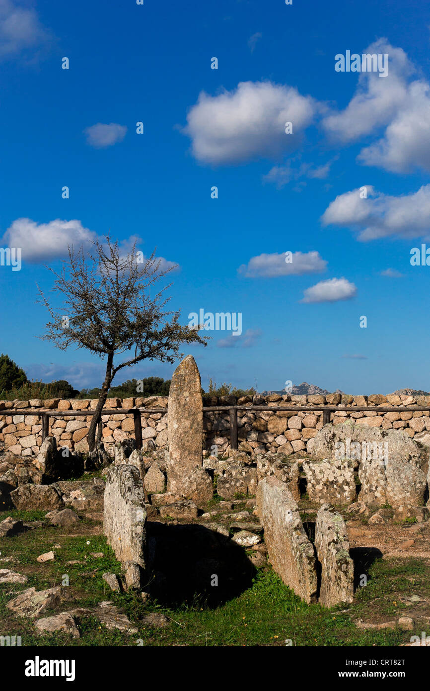 Europa Sardinien Provinz Oristano Azachena Nekropole archäologische Stätte Li Muri Stockfoto