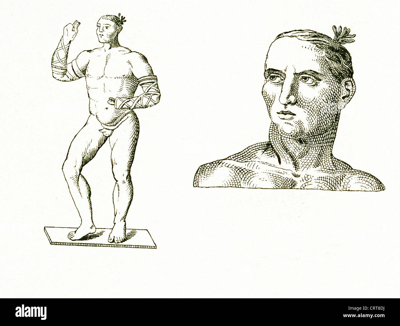 Die beiden Figuren auf der rechten Seite sind römischen Athleten und waren Teil eines Mosaiks in den Caracalla-1824 entdeckt. Stockfoto