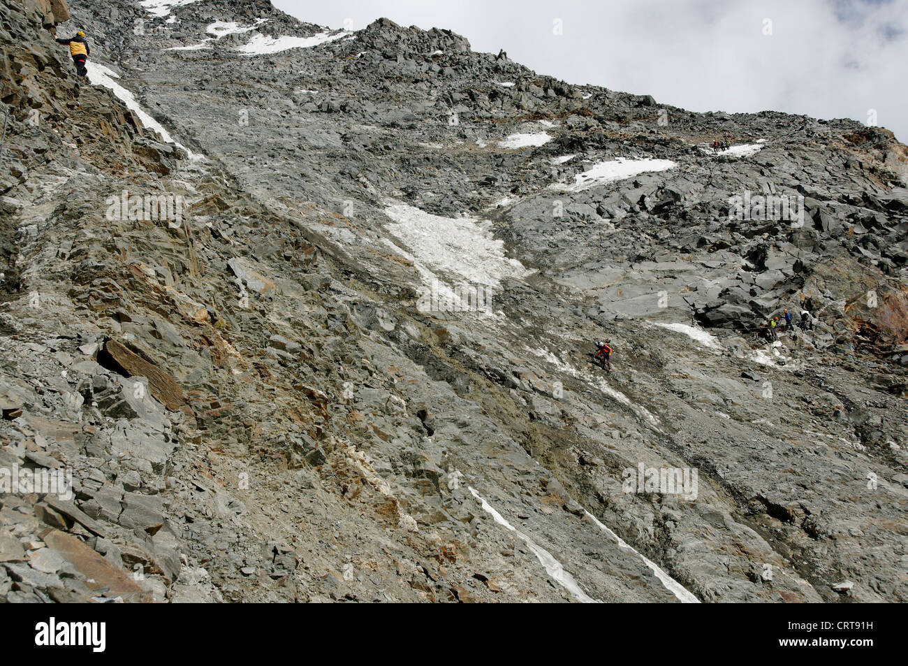 Kletterer, die Überquerung der Grand Couloir am Mont Blanc Stockfoto
