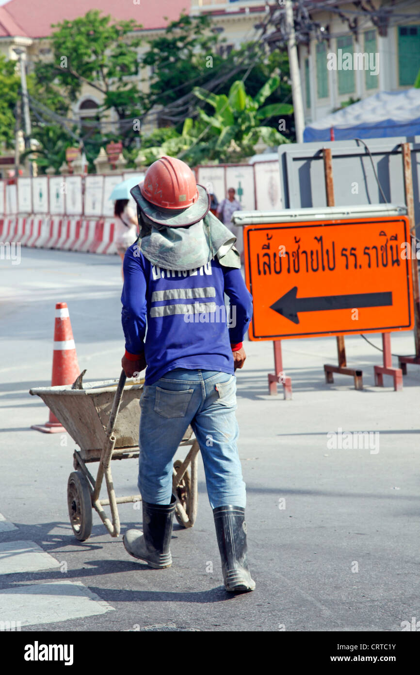 Arbeitnehmer im Baugewerbe in Bangkok, Thailand. Stockfoto