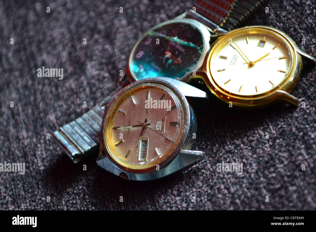 Alte Armbanduhren. Stockfoto