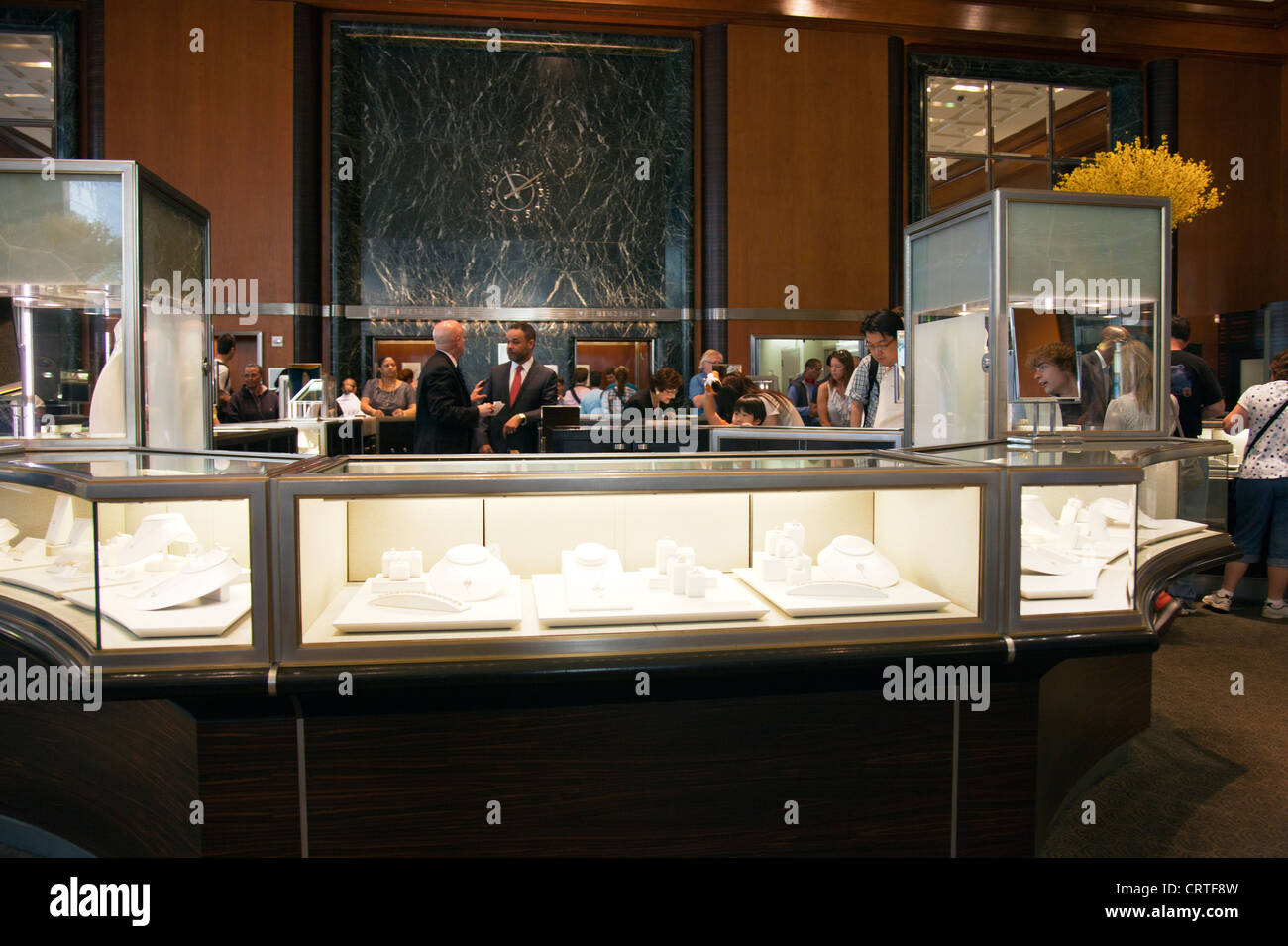 Im Inneren der legendären Tiffany & Co Juweliergeschäft in New York City  Fifth Avenue Glas Vitrinen Sie in Werkstatt Stockfotografie - Alamy