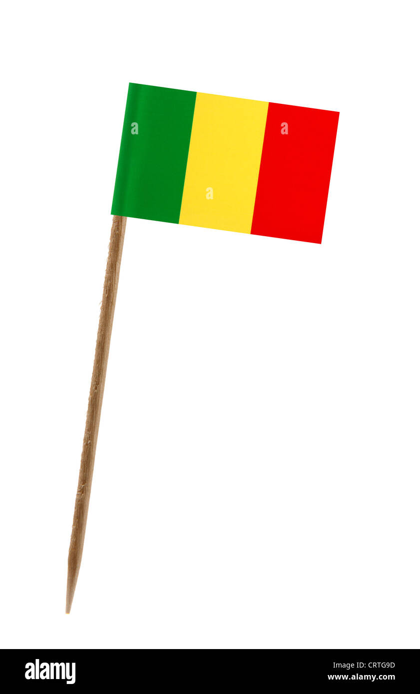 Zahn pick Wit eine kleine Papiertüte Flagge Mali Stockfoto
