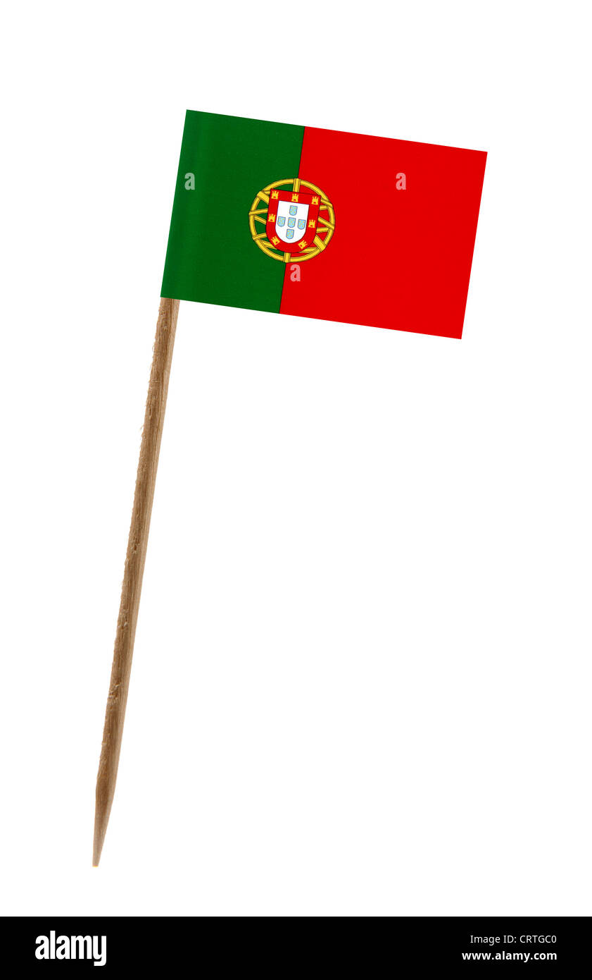 Zahn pick Wit eine kleine Papiertüte Flagge von Portugal Stockfoto