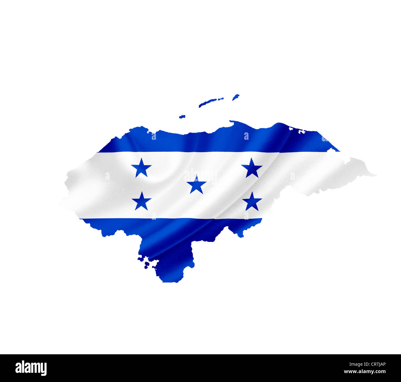 Karte von Honduras mit wehende Flagge isoliert auf weiss