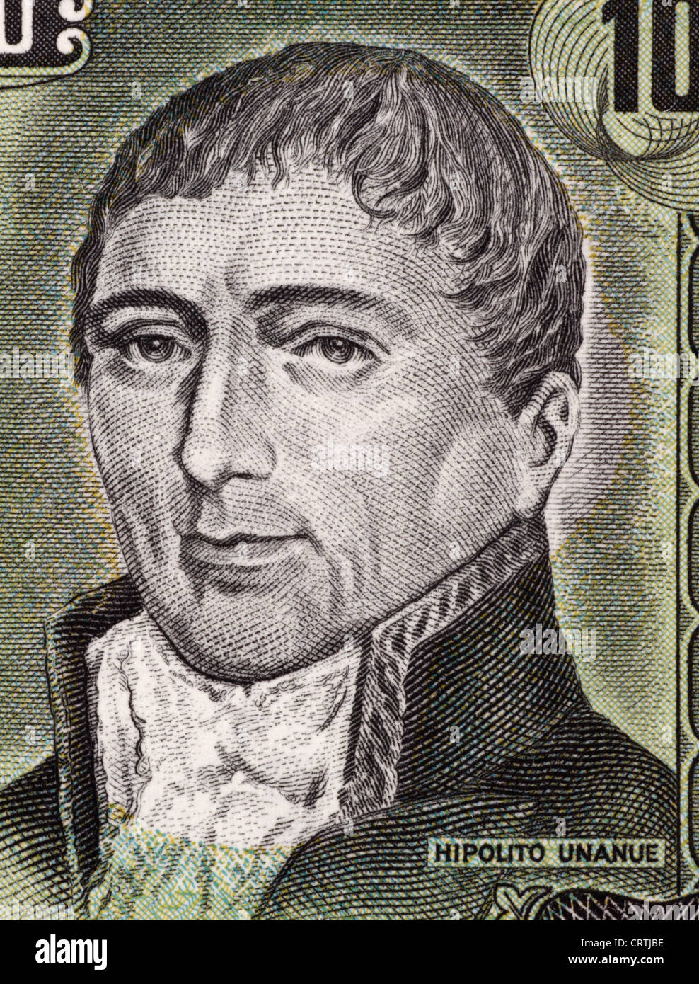 Hipolito Unanue (1755-1833) auf 100 Soles De Oro 1975 Banknote aus Peru. Peruanische Arzt und Politiker. Stockfoto