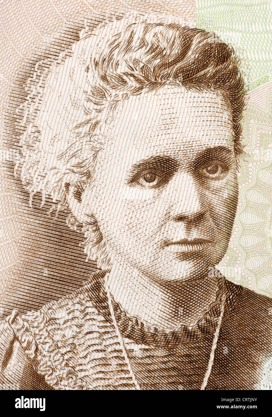 Marie Curie (1867-1934) auf 20 Zloty 2011-Banknote aus Polen. Stockfoto