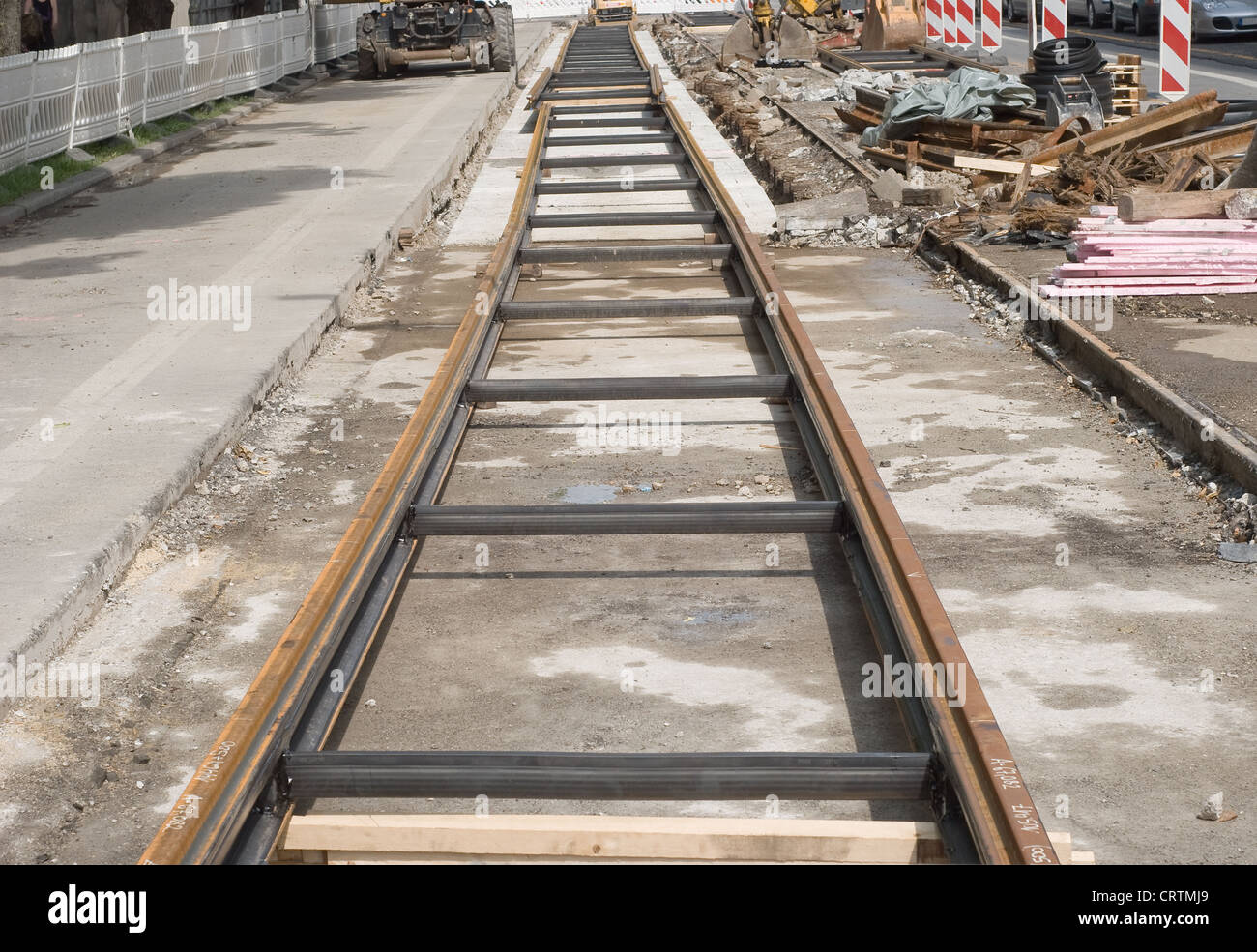 Öffentlichen Verkehrsmitteln Stadterneuerung Bauarbeiten Stockfoto