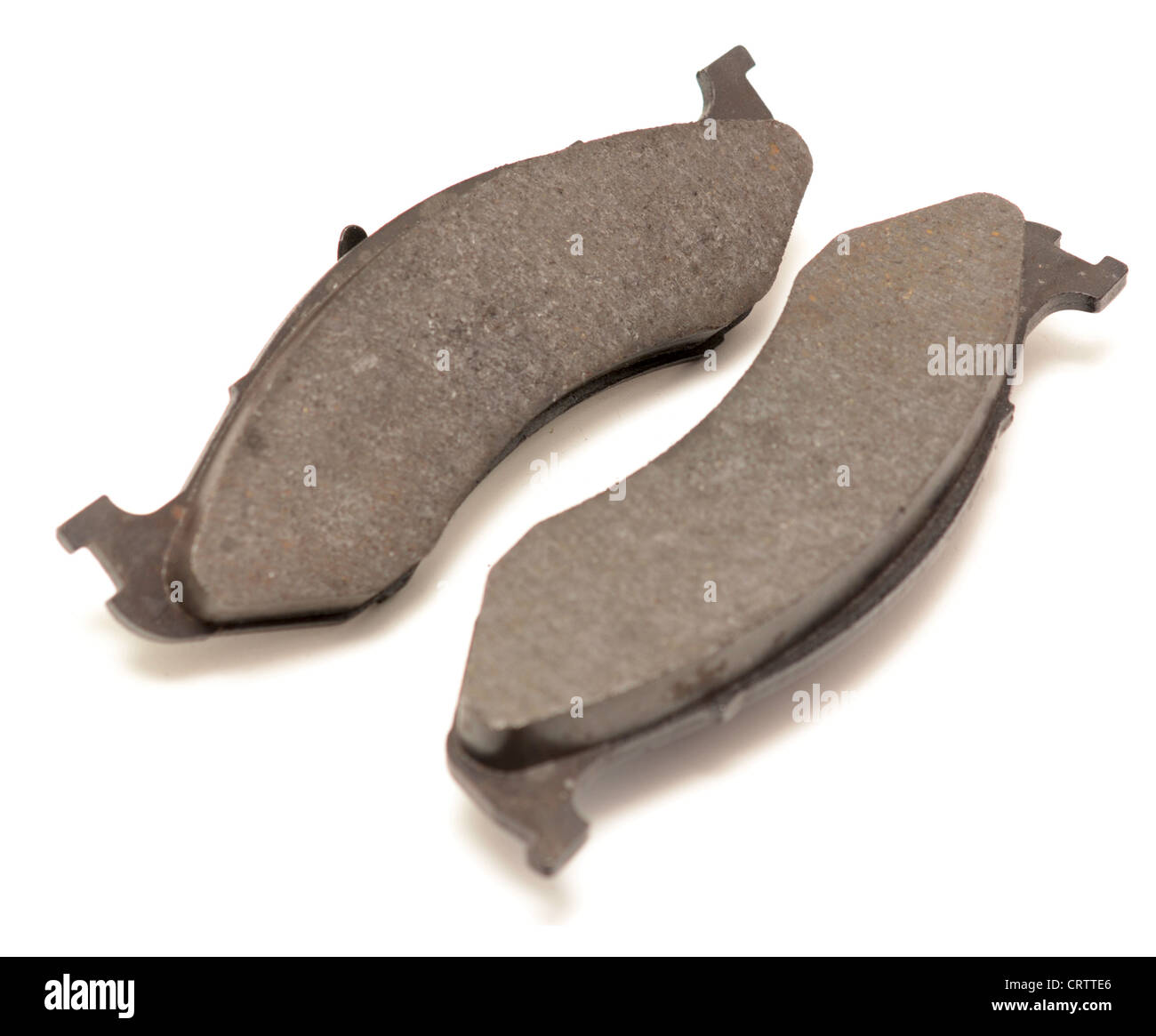beiden Bremsbeläge auf weiß Stockfoto