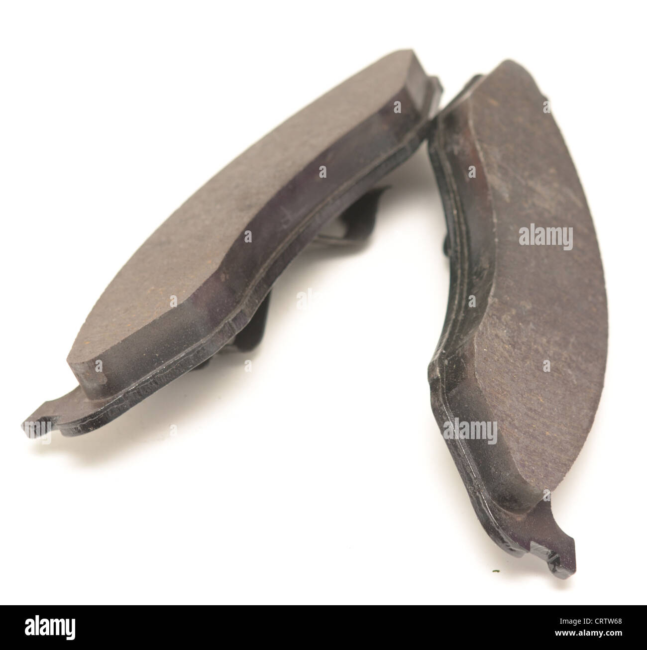 beiden Bremsbeläge auf weiß Stockfoto