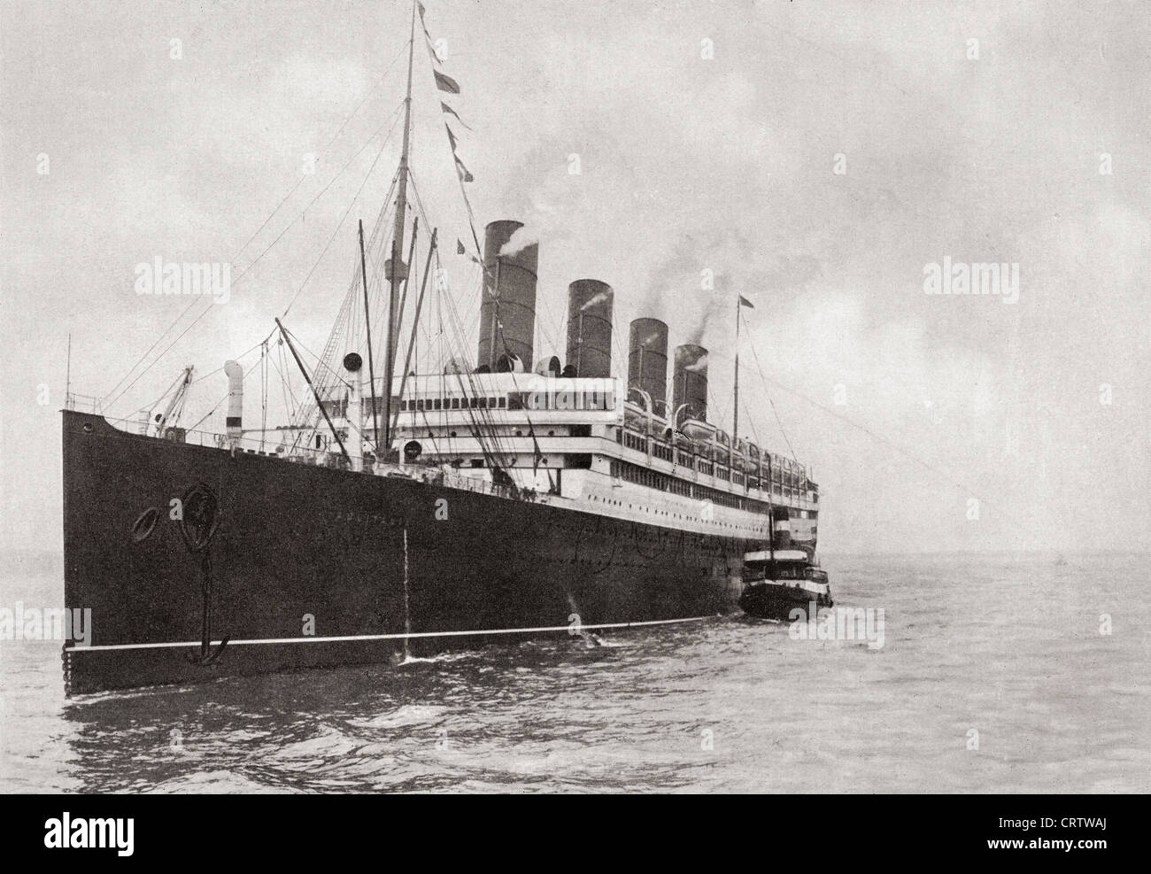 Der RMS Aquitania der Cunard Line. Aus dem Jahr 1914 illustriert. Stockfoto