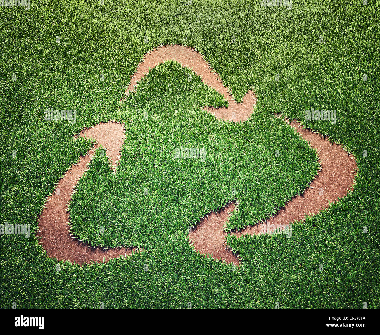Recycling-Zeichen in einem Feld Gras Stockfoto