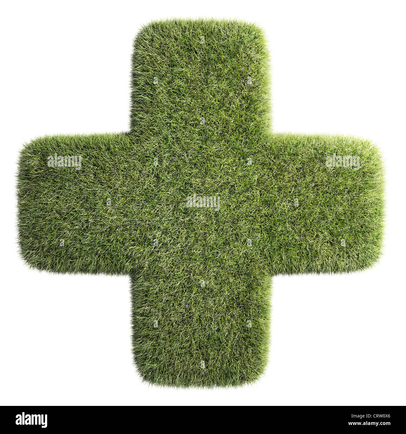 Ein Patch Gras geformt wie ein Kreuz - Gesundheit-symbol Stockfoto