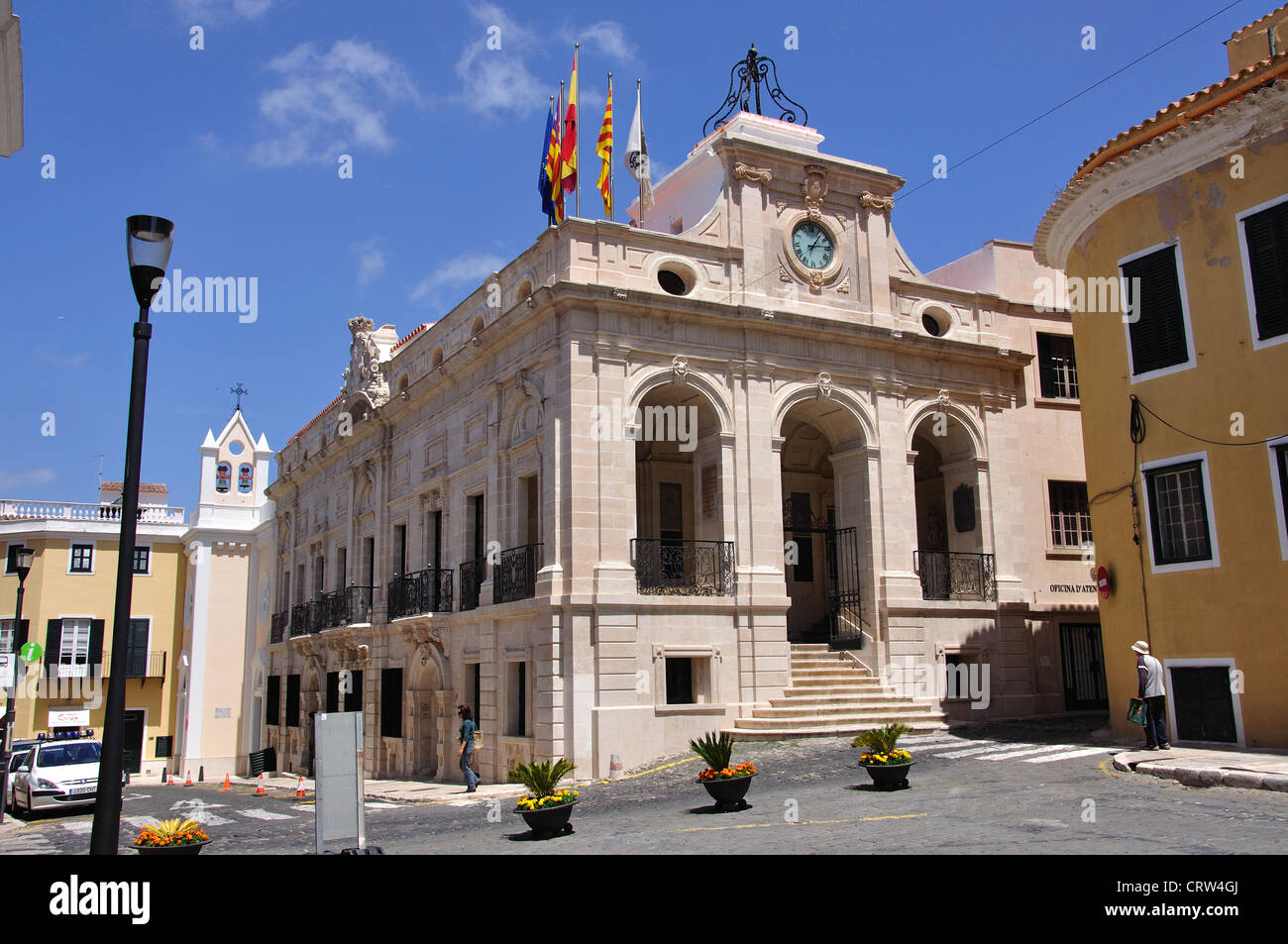 Ayuntamiento (Rathaus), Plaça de s'Esplanada, Mahón, Menorca, Balearen, Spanien Stockfoto