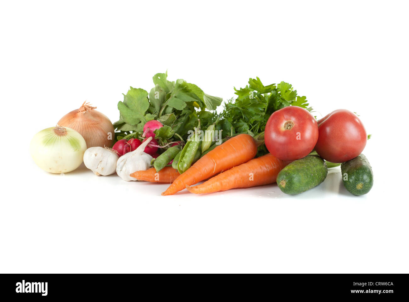 Haufen von Gemüse isoliert auf weißem Hintergrund Stockfoto