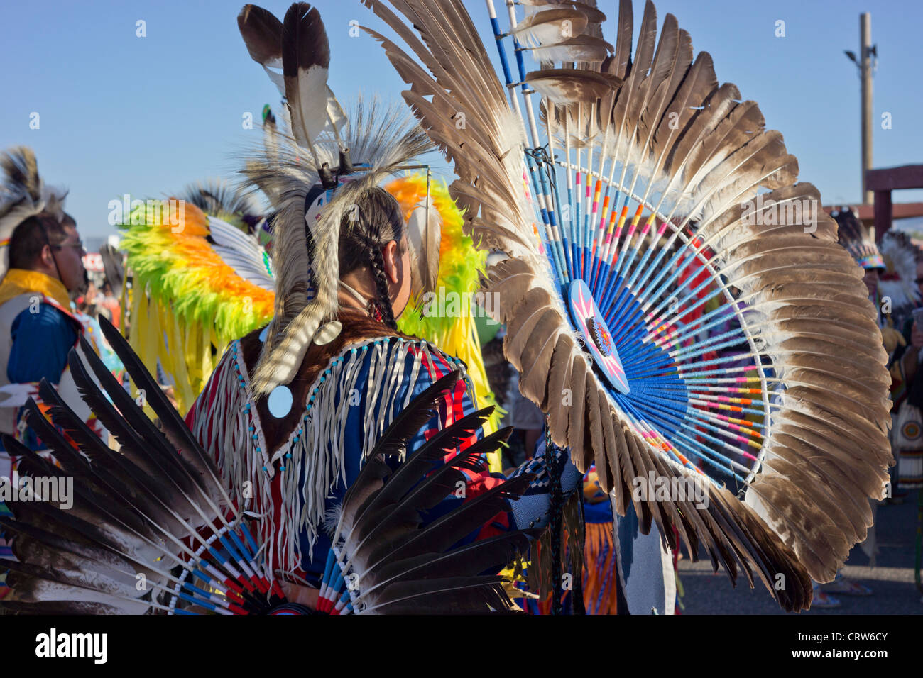 Fort Washakie, Wyoming - Tänzer in voller Montur an den indischen Tagen, eine jährliche Veranstaltung auf der Wind River Reservation. Stockfoto