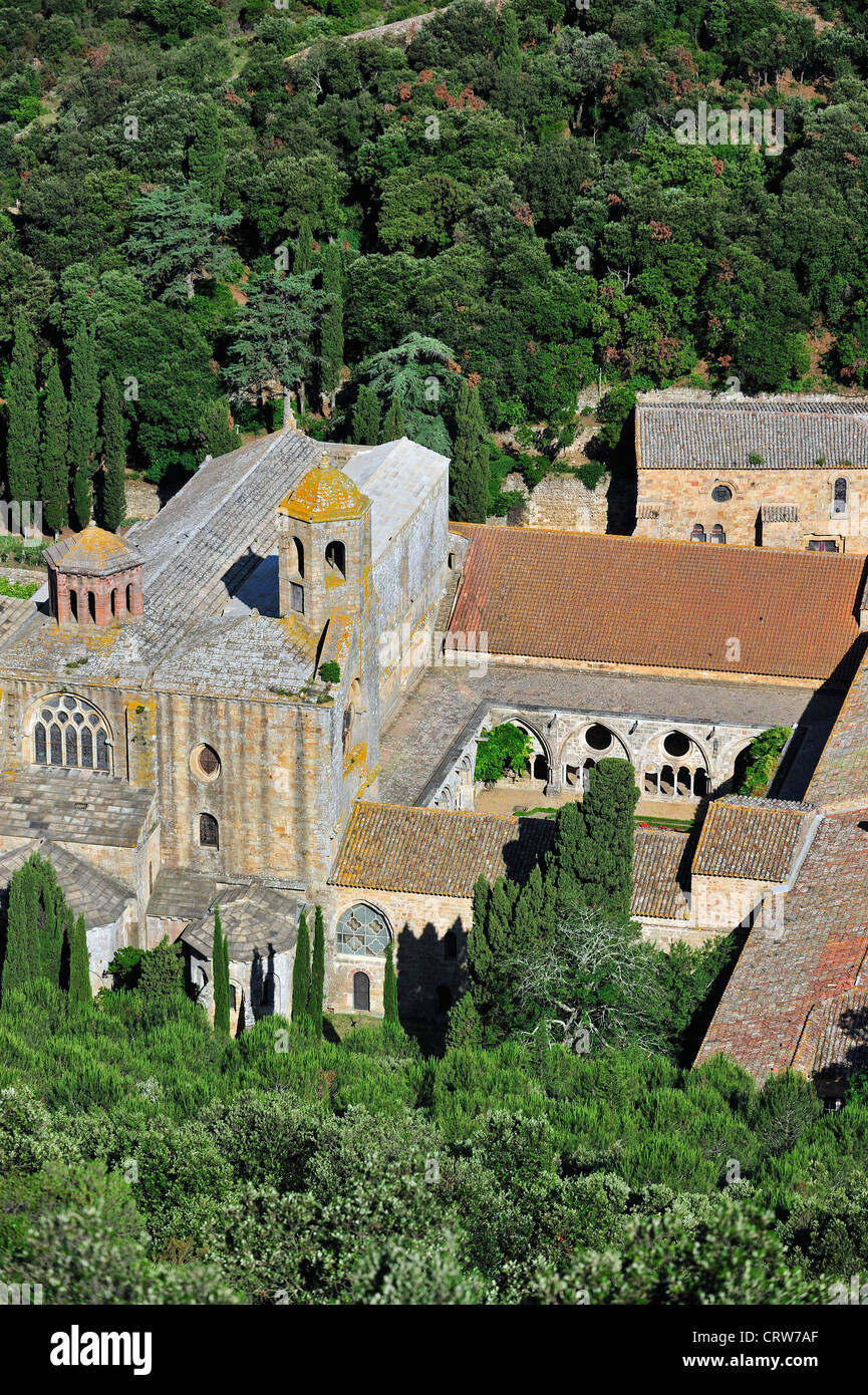 Fontfroide Abbey / Abbaye Sainte-Marie de Fontfroide, ehemalige Zisterzienserkloster, Languedoc, Midi-Pyrénées, Pyrenäen, Frankreich Stockfoto