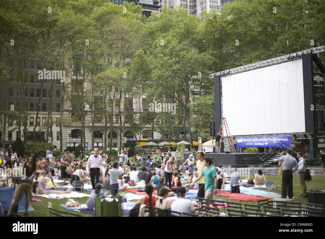 Sommer Kino im Bryant Park, Manhattan, New York Stockfoto