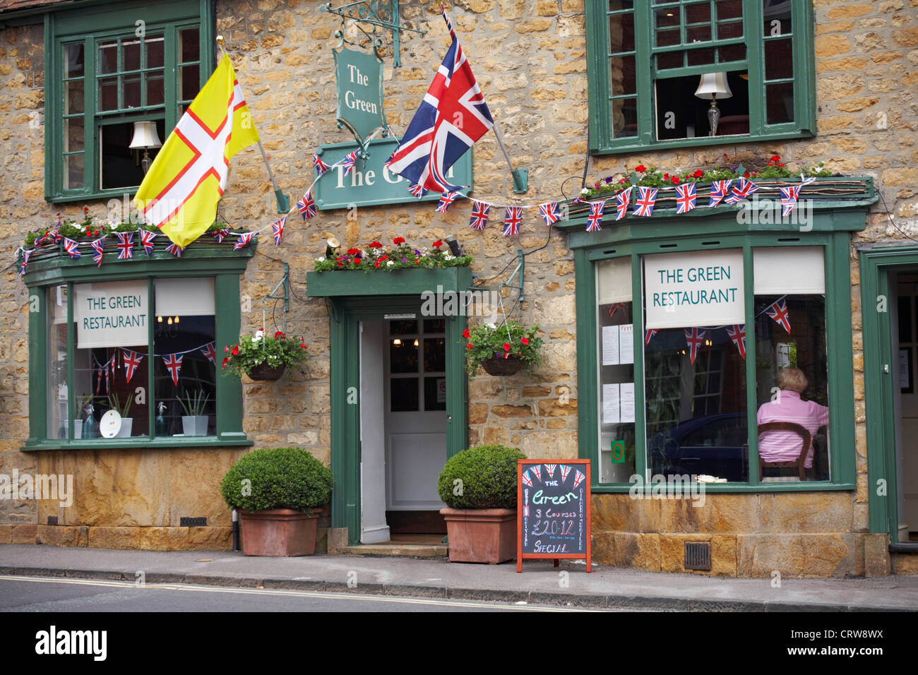 The Green Restaurant im Juni in Sherborne, Dorset, Großbritannien Stockfoto