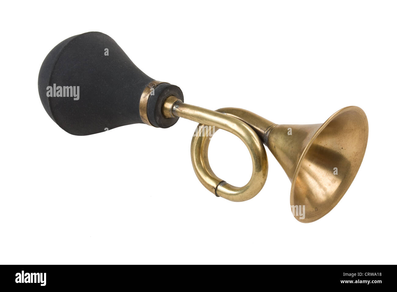 alte Hupe isoliert auf weißem Hintergrund Stockfoto