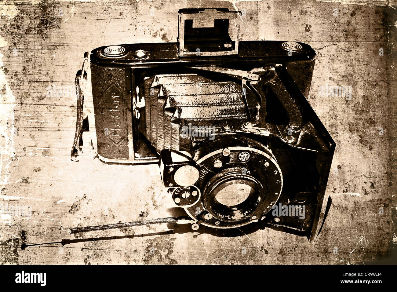 Erinnerung an die gute alte Balgenkamera Stockfoto