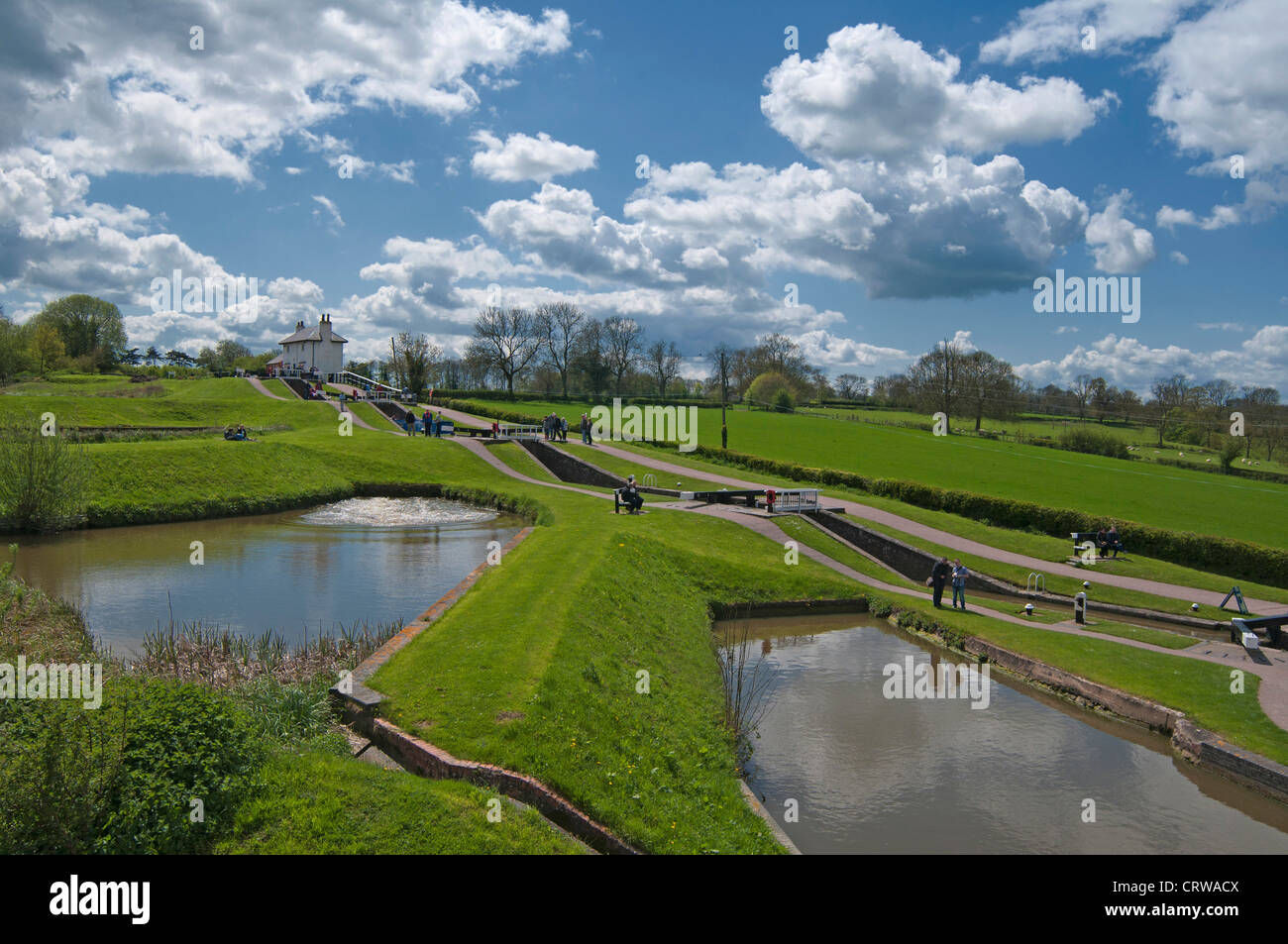 Die "obere Staircase" bei Foxton sperrt, befindet sich auf der Leicester Linie Grand Union Canal, Foxton, Leicestershire, Großbritannien Stockfoto