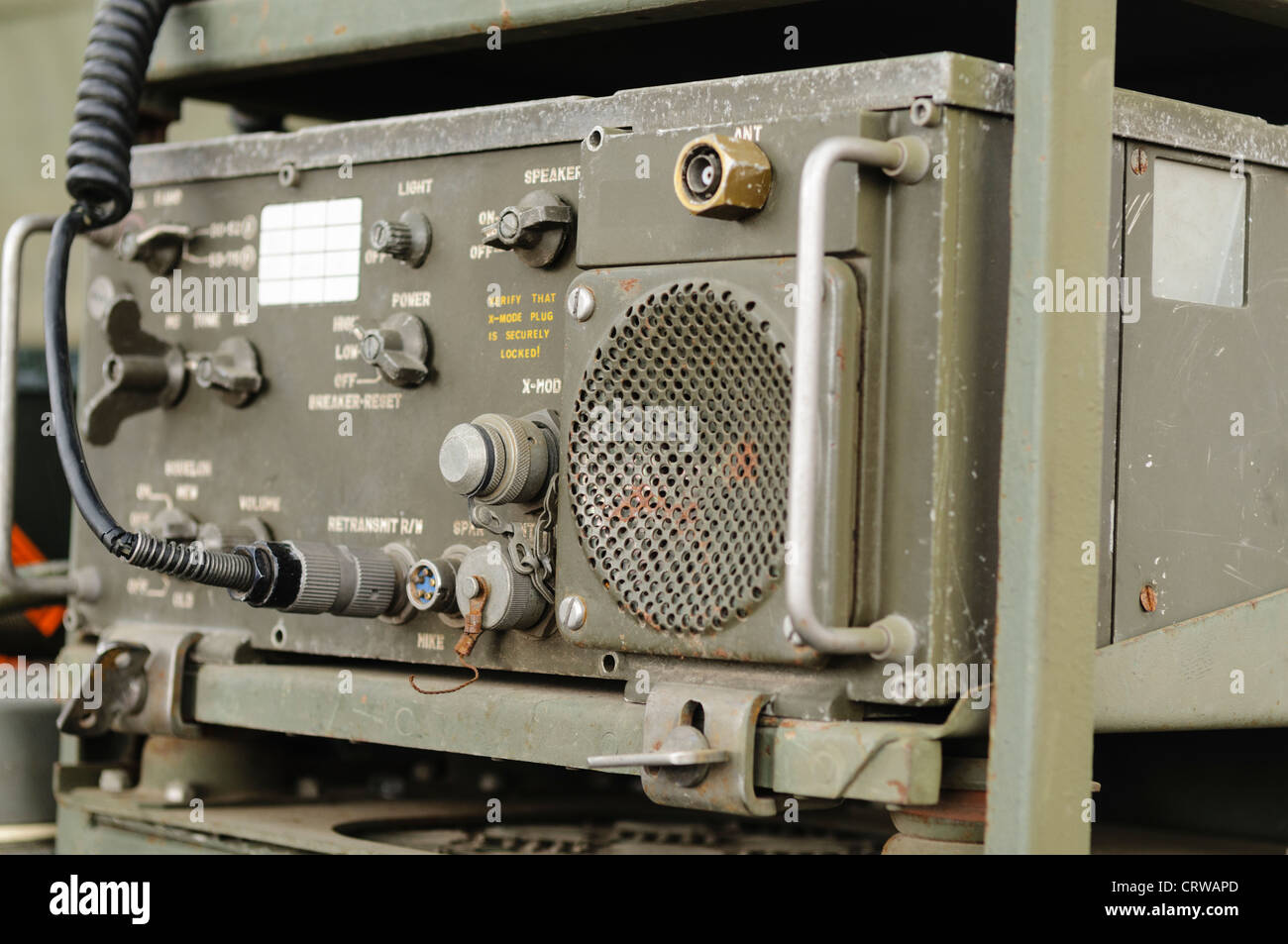 Zwei-Wege-Militärtechnik Comminications radio Stockfoto