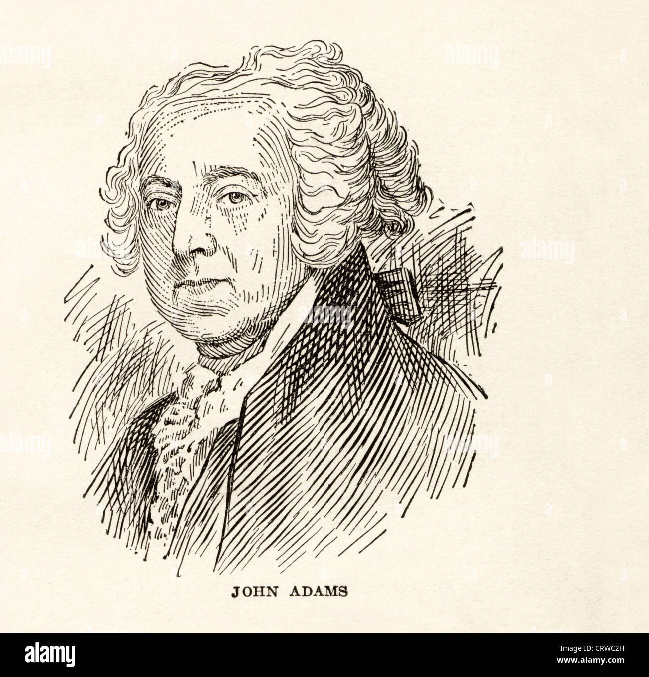 Vintage Gravur von John Adams, zweiter Präsident der Vereinigten Staaten, 1735-1826. Stockfoto