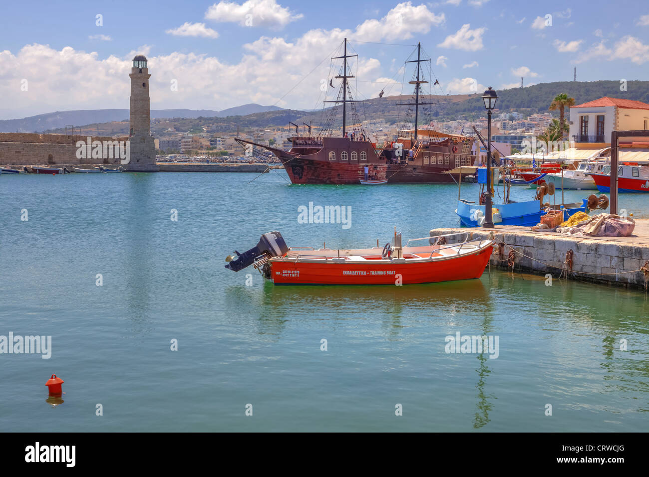 Venezianischen Hafen, Rethymno, Kreta, Griechenland Stockfoto