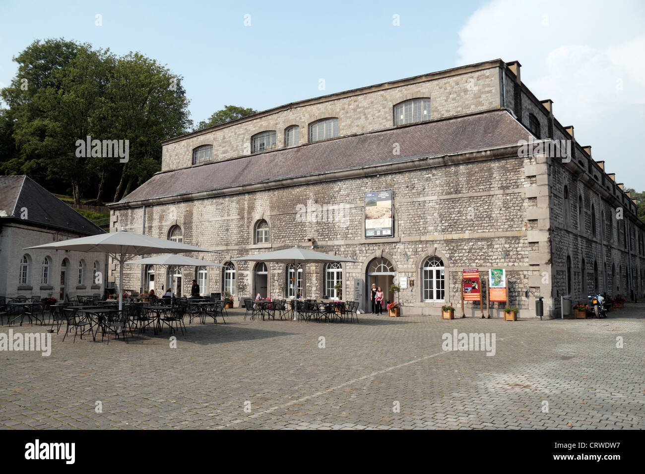 Die Touristeninformation und Café für die Zitadelle von Namur in Wallonien, Belgien Namur. Stockfoto