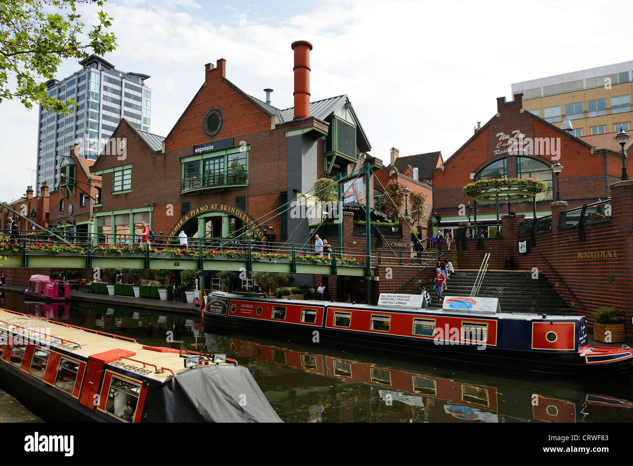 Brindley Place und Birmingham Kanal UK Stockfoto