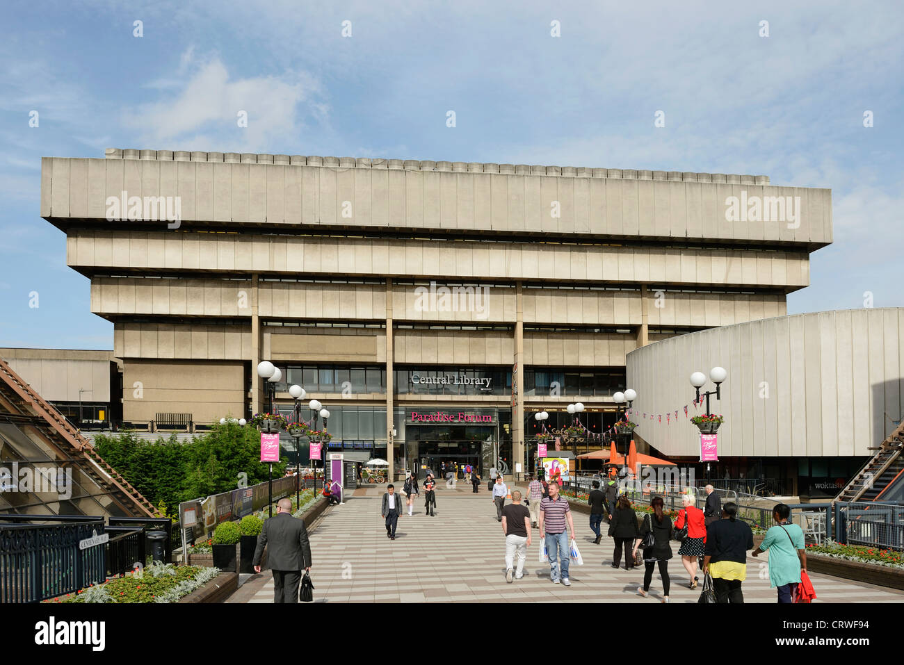 Birmingham Central Library und Paradise Circus Stockfoto