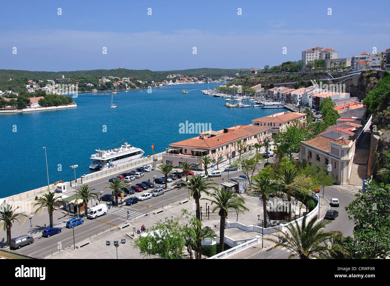 Hafen von Mahón, Mahón, Menorca, Balearen, Spanien Stockfoto